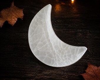 4" Selenite Crescent MOON