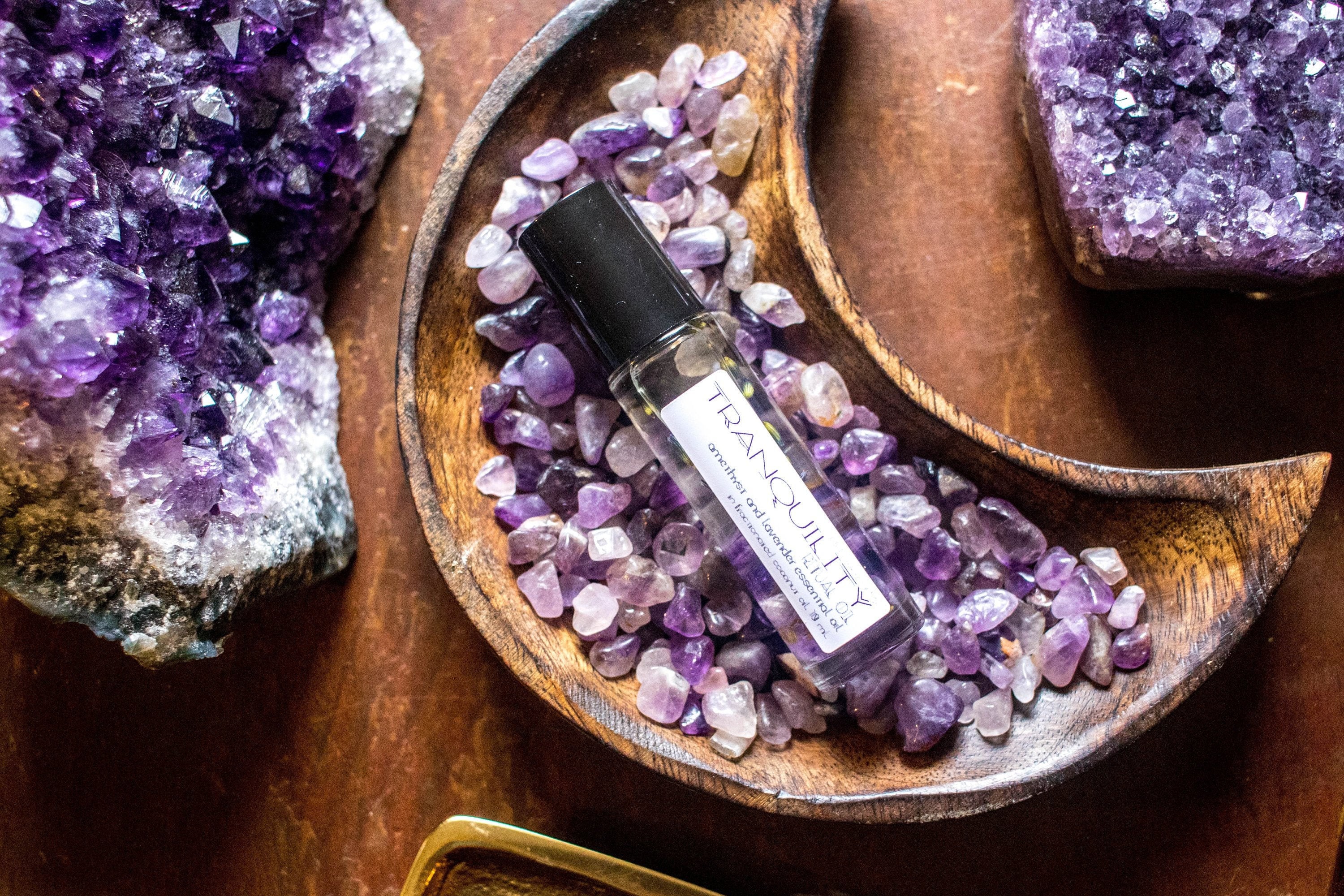 Amethyst + Lavender TRANQUILITY essential oil roller, mothers day gift crys...