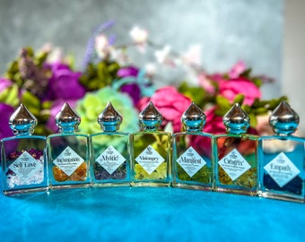 Crystal Infused Natural Perfume Oil 7 Scents Gift Set