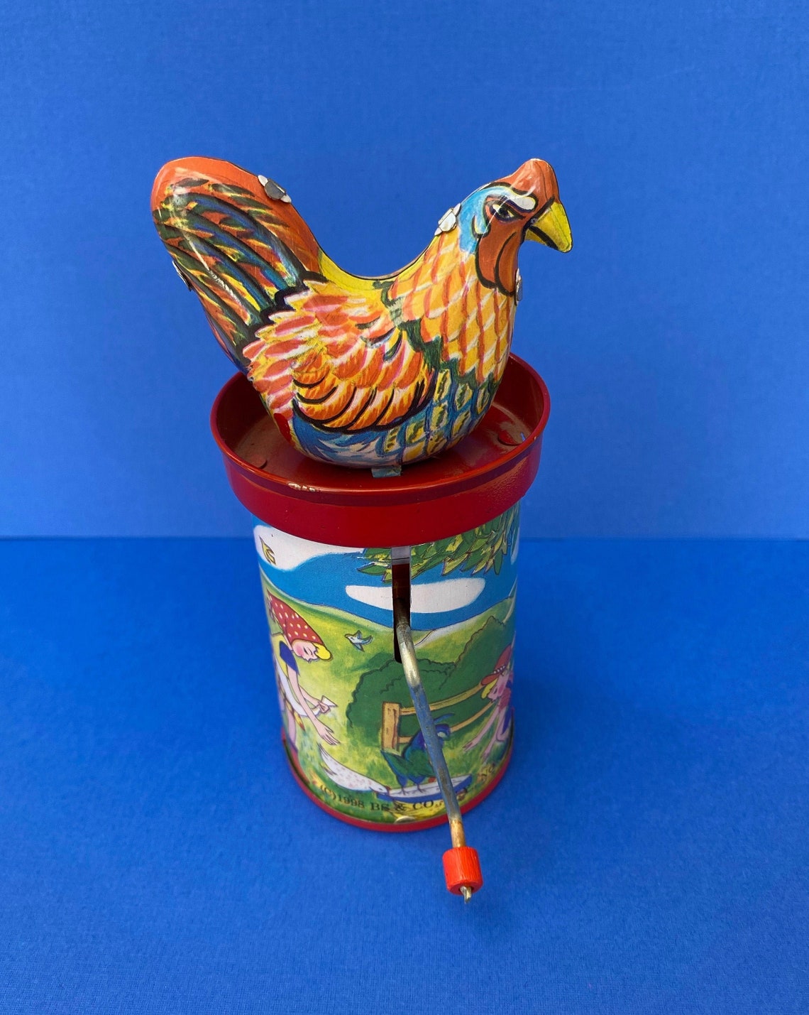 Tin Wind Up Clucking Chicken Toy Etsy