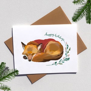 Carte de vœux Fox, écologique et sans plastique, jeu de mots amusant cartes de vœux de Noël de la côte ouest de l’île de Vancouver