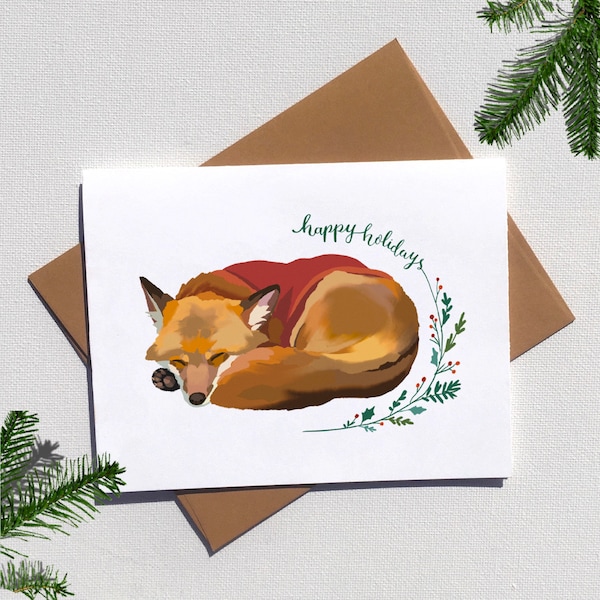 Fox holiday card, eco friendly and plastic free, funny pun Christmas greeting cards from West Coast Vancouver Island