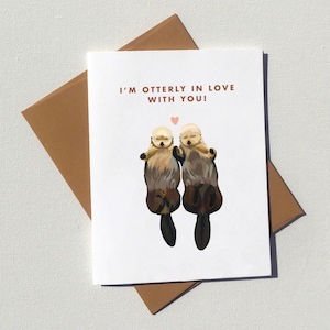 Carte d'amour loutre de mer, écologique et sans plastique, cartes de voeux amusantes pour la Saint-Valentin ou un anniversaire de l'île de Vancouver