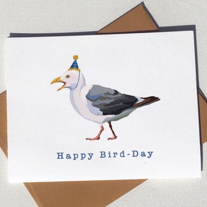 Carte d’anniversaire de mouette, éco-amicale et sans plastique, cartes de vœux drôles de jeu de mots d’oiseau de l’île de Vancouver de côte ouest