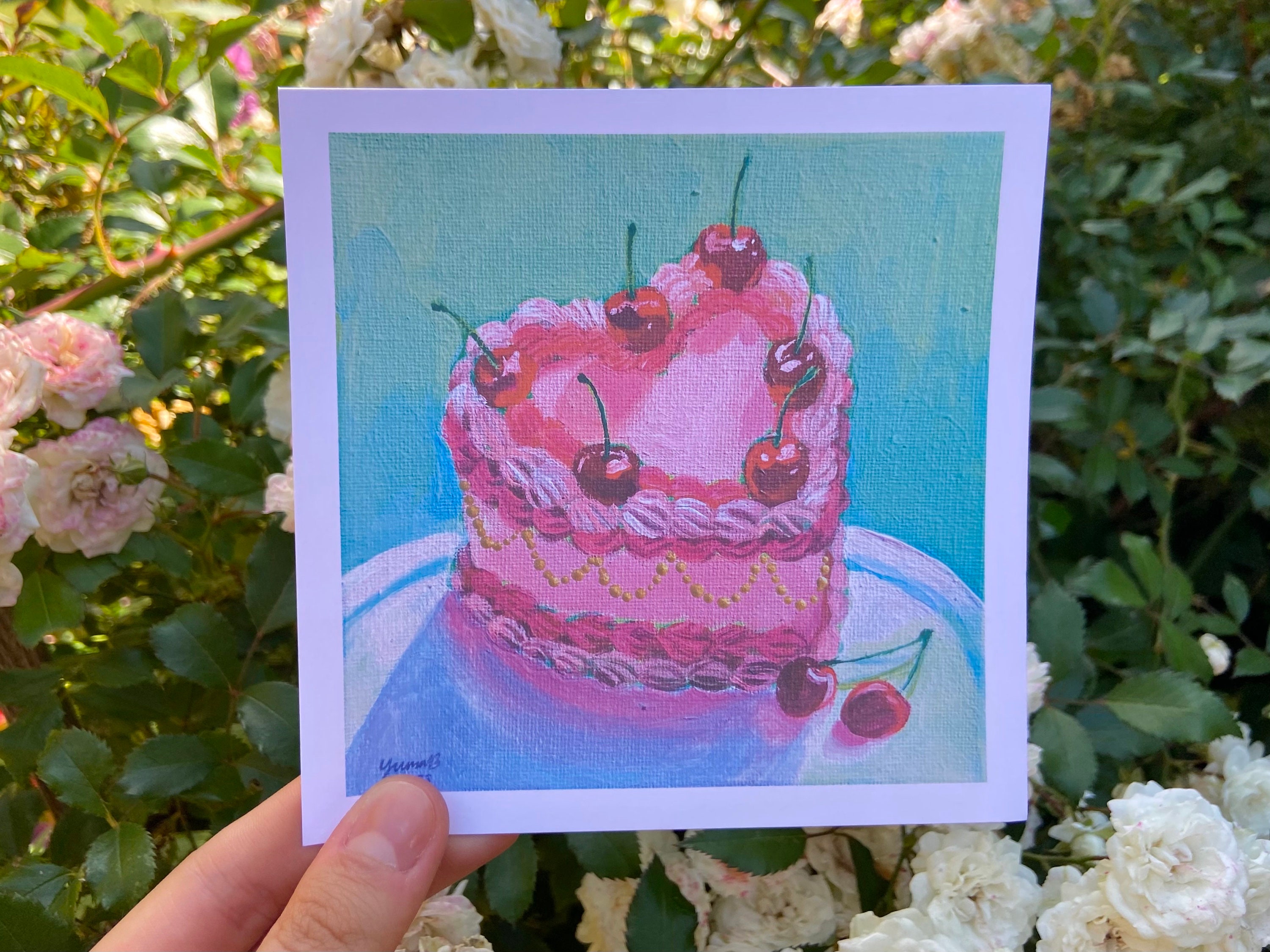 Cherry Vintage Heart Cake Art Print | Maximalist Pink Gallery Wall Art ...