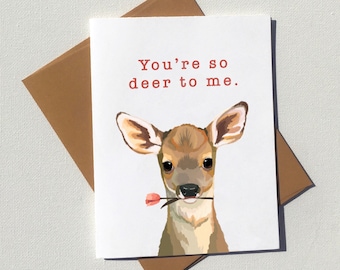 Deer love card, plastic free and eco friendly, funny pun Valentines or anniversary greeting cards from west coast Vancouver Island