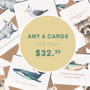 Paquet de 6 cartes de vœux, jeu de cartes sans plastique et écologique de la côte ouest de l’île de Vancouver | Anniversaire, anniversaire, Saint-Valentin