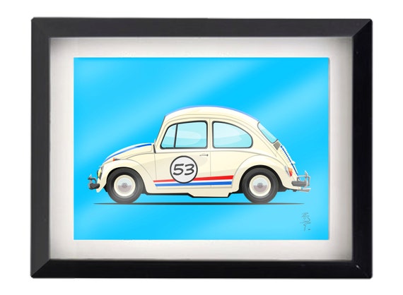 The Love Bug Herbie 5x7 Illustration Etsy