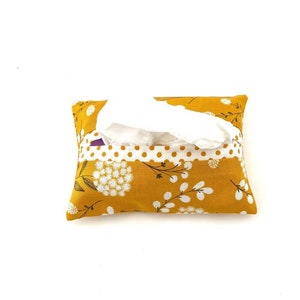 Yellow Floral Tissue Holder, Travel Pouch, Fabric Tissue Cozy, Purse Tissue Holder, Travel Accessory,  Fabric Tissue Cover, Purse Organzier