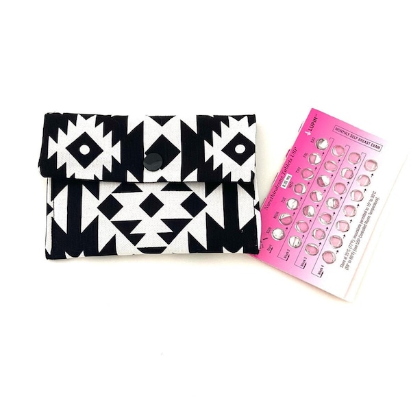 Birth Control Sleeve in Black and White Aztec Print, Pill Cozy, Accesories for Women, Birth Control Sleeve fits most Birth Control Pills