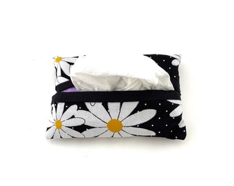 Daisy Travel Tissue Holder, Fabric Tissue Pouch, Pocket Tissue Case, Fabric Tissue Holder, Purse Tissue Case, Travel Gift