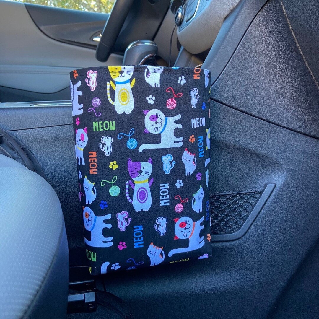 Cute Cat Car Trash Bag, Car Trash Bag, Wateproof Lining, Auto Caddy