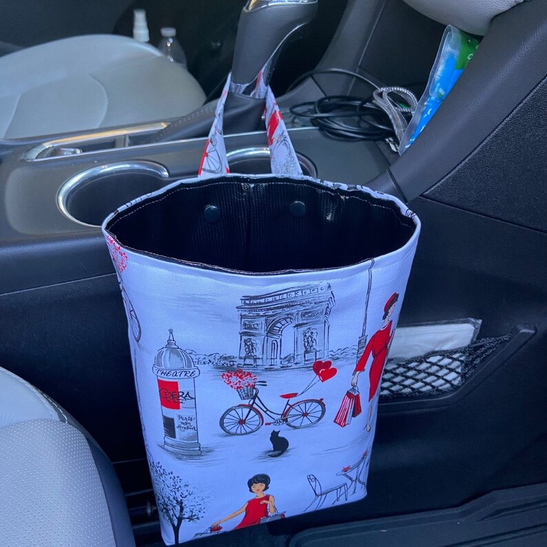 Cute Car Trash Bag Paris Lady in Red Designer Print Etsy