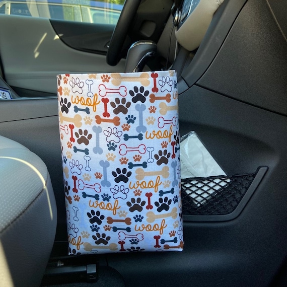 Dog Car Trash Bag, Dog Bones and Paw Prints Car Trash Can, Cute Car  Accessories, Car Caddy Organizer, Auto Garbage Bag, Waterproof Lining 