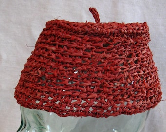 Red Fez Raffia Hat