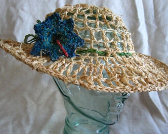 Sun Hat with Blue Flower