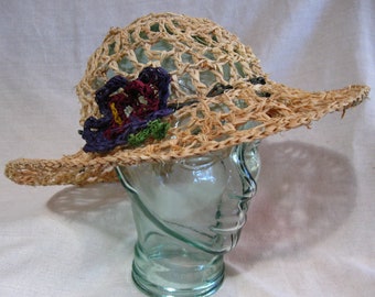 Sun Hat with Purple Flower