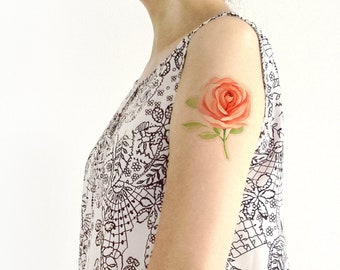 Bohemian Tattoo, Rose Temporary Tattoo, Pink Rose Tattoo, Women Tattoo, Flower Tattoo, Vintage, Floral Tattoo, Art Tattoo, Color Tattoo