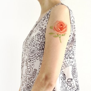 Bohemian Tattoo, Rose Temporary Tattoo, Pink Rose Tattoo, Women Tattoo, Flower Tattoo, Vintage, Floral Tattoo, Art Tattoo, Color Tattoo