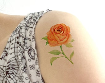 Rose Flower Temporary Tattoo, Wedding Party Flower Tattoo, Fun Watercolor Tattoo Women, Vintage Tattoo Gift