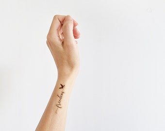 Word Tattoo Letter Freedom Temporary Tattoo Arm Art Set of 3