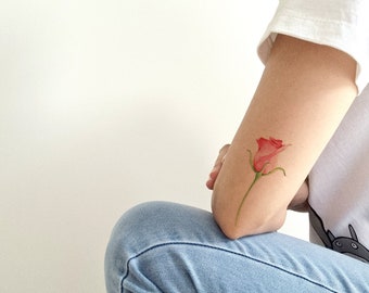 Temporary tattoo, Poppy flower tattoo, Poppy tattoo, Flower tattoo, Summer tattoo, Fake tattoo, Tattoo for her, Art tattoo,Watercolor tattoo