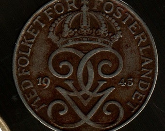 Sweden 5 ore made of Iron, magnetic, Coins minted due to metal shortages during and after World War II You get one random dated coin 1942-50