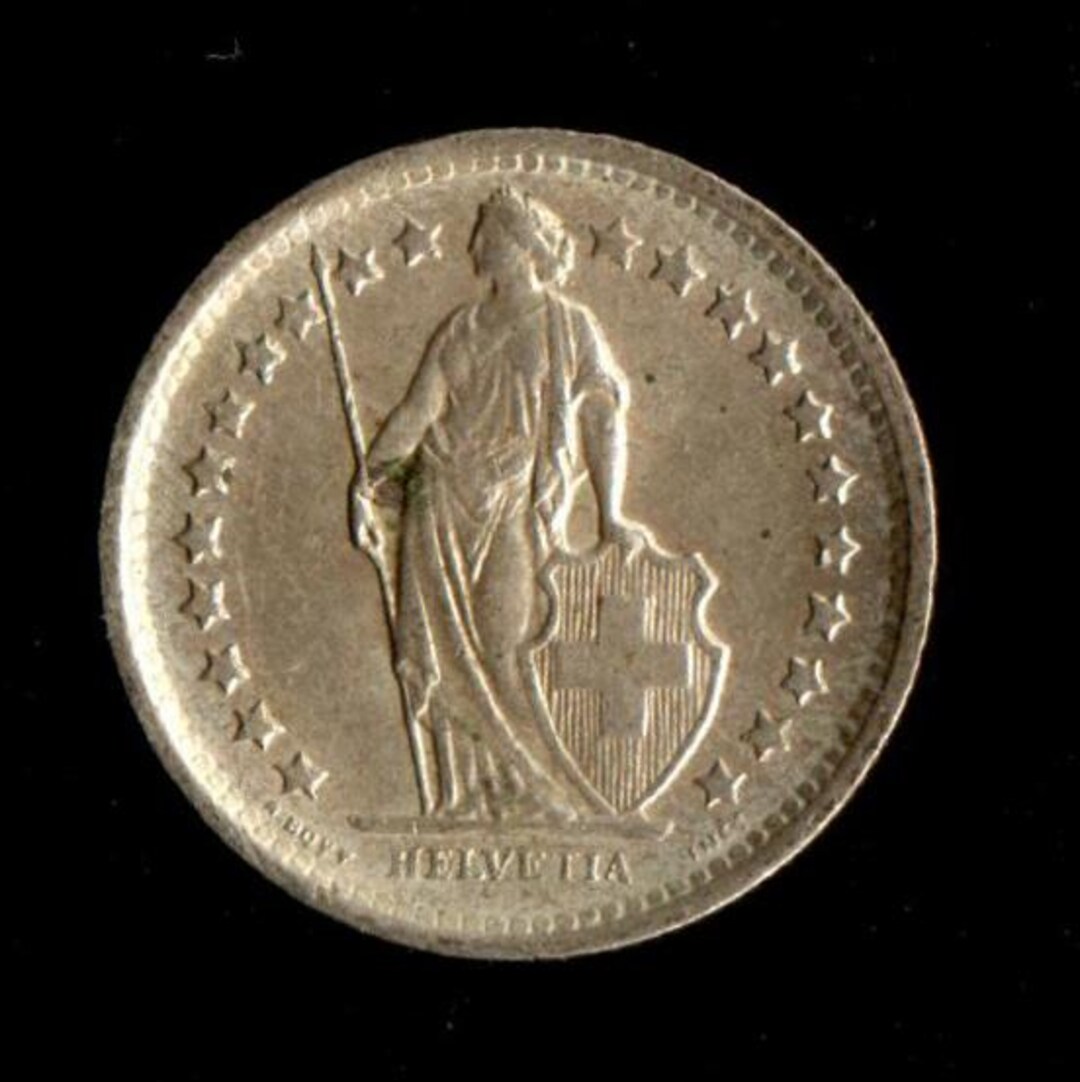Switzerland 1/2 Franc 1965, Silver .835, 2.5 Grams, Helvetia, the ...