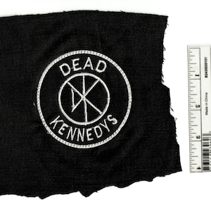 The Dead Kennedy&#39;s Patch hand / machine embroidered made in Wa. punk rock black pants jello biafra battle vest made with recycled denim