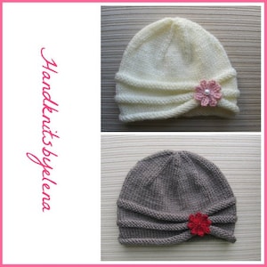 Knitting Pattern Instant Download Rolled Brim Hat, Sizes Baby-Adult, Medium Worsted/Aran Yarn