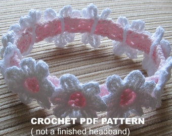 Instant Download Crochet Pattern Headband with White Daises