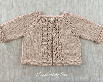 Knitting Pattern Instant Download Baby Cardigan with Fancy Borders, 0-6, 6-12, 12-18 Months, DK or Light Worsted Yarn, Top Down, Seamless