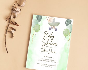 Baby Shower Invitation | Elegant Baby Shower Invitation | Editable Invitations