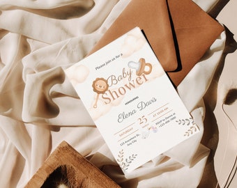 Baby Shower Invitation | Elegant Baby Shower Invitation | Editable Invitations