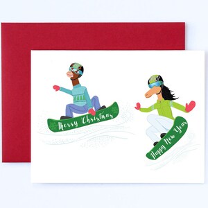 Snow Boarding card, Fun Christmas card