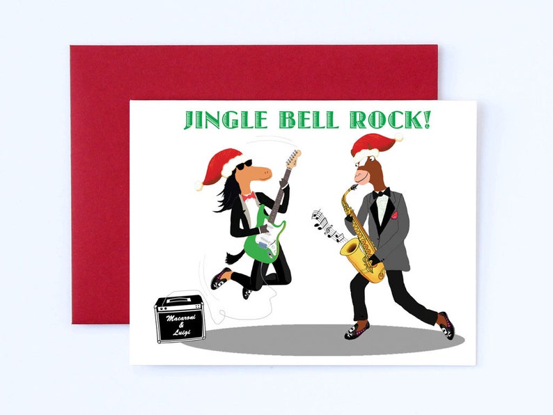 Jingle Bell Rock Card, Rock N Roll Holiday Card, Fun Christmas Card Etsy