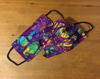 Child-size Face Mask - Wild Purple Paint - Colorful - Two Layer, 100% Cotton Fabric - Comfortable and Fun to wear!