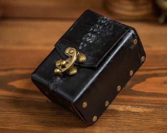 READY to SHIP MTG 80 single sleeved leather case, trading cards case, leather box, playing cards holder, mtg cards box, antique black, 65-45