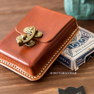 Lederetui für Tarot, Lenormand, Spielkarten, Poker, Bridge, nass geformt, hellbraun, 65 mm