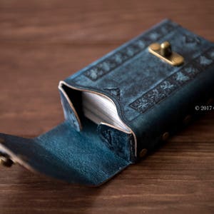 タロット、ルノルマン、トランプ、ポーカー、ブリッジ用レザーケース、ダークブルー、65 mm