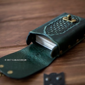 Lederetui für Tarot, Lenormand, Spielkarten, Poker, Bridge, dunkelblau, 65 mm
