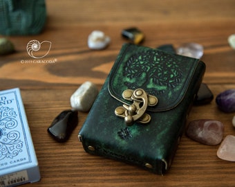 Etui cartes à jouer, porte carte, étui cuir, boite cuir, sac cuir, étui tarot, étui poker, cartes à jouer,lenormand