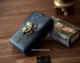 Mini Tarot leather case, blue, 50mm