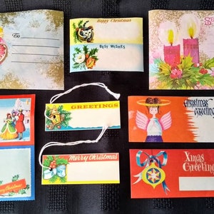 Vintage 1960s Christmas Gift Tags & Gummed Labels Collection Great Graphics