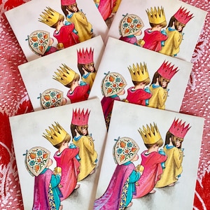 Raros cartões de Natal beneficentes não utilizados da década de 1970, Three Kings, do renomado artista Douglas Lionel Mays, designer e ilustrador Seven Idênticos cartões