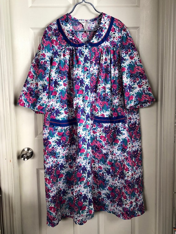 Vintage 80s Smock Dress with pockets 2X 3x 22W 24W