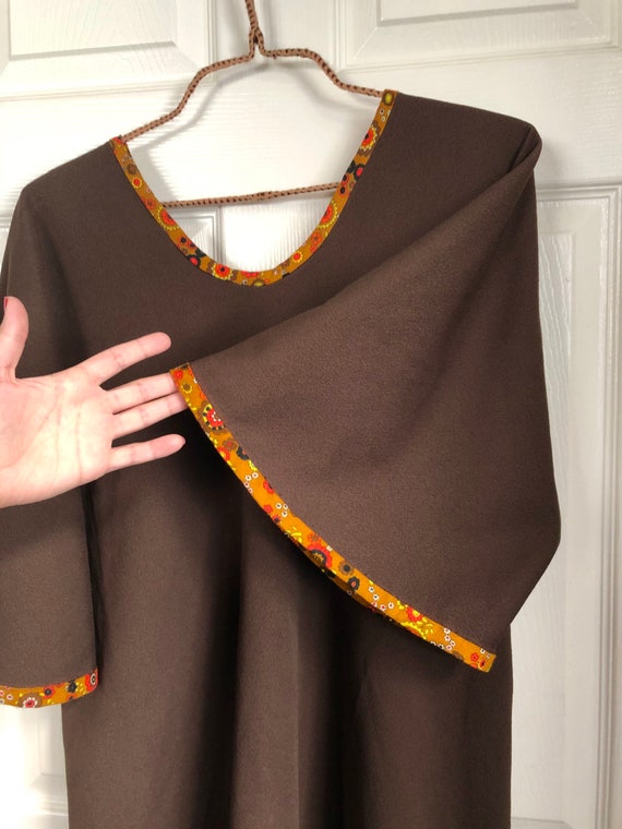 70s brown handmade dress plus size