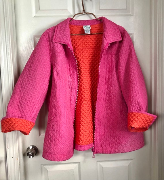 2X Quilted Jacket Pink and Orange plus size coat p