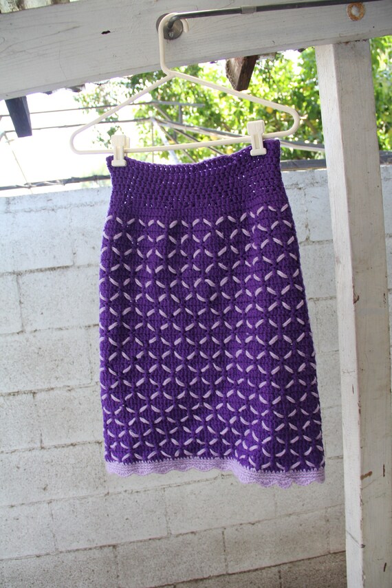 Vintage 60s handmade knit skirt  / purple / small 