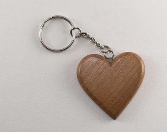 cherry wood heart keychain